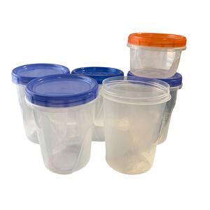 Ziploc Twist n Loc Replacement Bundle 4 Cup 2 Cup Orange Lid Leak Resistant